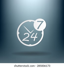 24 7 icon. open 24 hours a day and 7 days a week icons