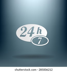 24 7 icon. open 24 hours a day and 7 days a week icons