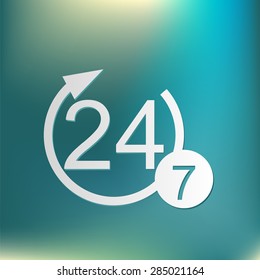 24 7 icon. open 24 hours a day and 7 days a week icons