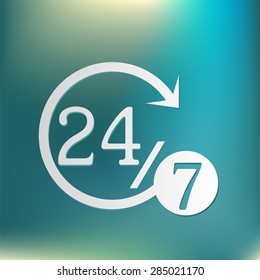 24 7 icon. open 24 hours a day and 7 days a week icons