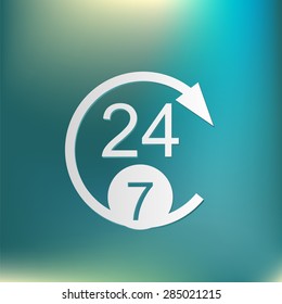 24 7 icon. open 24 hours a day and 7 days a week icons