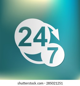 24 7 icon. open 24 hours a day and 7 days a week icons