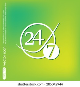 24 7 icon. open 24 hours a day and 7 days a week icons