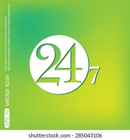 24 7 icon. open 24 hours a day and 7 days a week icons