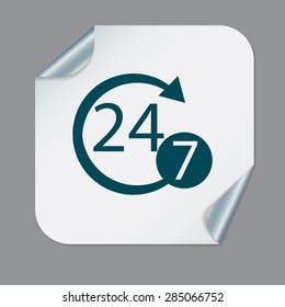 24 7 icon. open 24 hours a day and 7 days a week icons