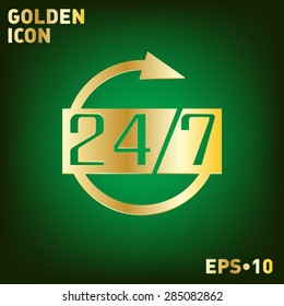 24 7 icon. open 24 hours a day and 7 days a week icons