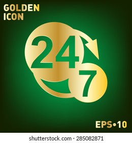 24 7 icon. open 24 hours a day and 7 days a week icons