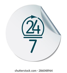 24 7 icon. open 24 hours a day and 7 days a week icons