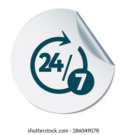 24 7 icon. open 24 hours a day and 7 days a week icons