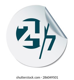 24 7 icon. open 24 hours a day and 7 days a week icons