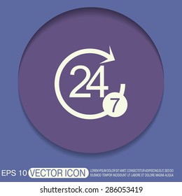 24 7 icon. open 24 hours a day and 7 days a week icons