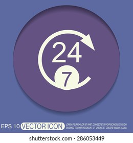 24 7 icon. open 24 hours a day and 7 days a week icons