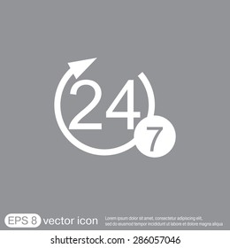 24 7 icon. open 24 hours a day and 7 days a week icons