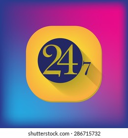 24 7 icon. open 24 hours a day and 7 days a week icons