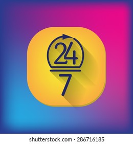 24 7 icon. open 24 hours a day and 7 days a week icons