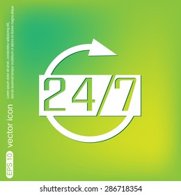 24 7 icon. open 24 hours a day and 7 days a week icons