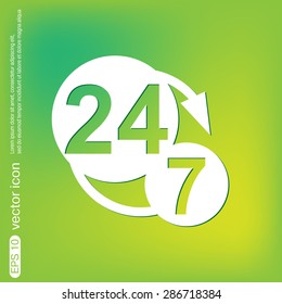 24 7 icon. open 24 hours a day and 7 days a week icons