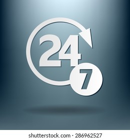 24 7 icon. open 24 hours a day and 7 days a week icons