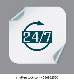 24 7 icon. open 24 hours a day and 7 days a week icons