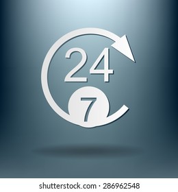 24 7 icon. open 24 hours a day and 7 days a week icons