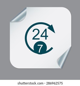 24 7 icon. open 24 hours a day and 7 days a week icons