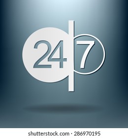 24 7 icon. open 24 hours a day and 7 days a week icons