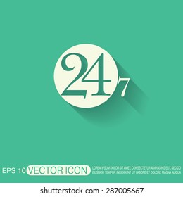 24 7 icon. open 24 hours a day and 7 days a week icons