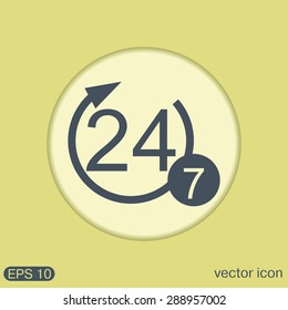 24 7 icon. open 24 hours a day and 7 days a week icons
