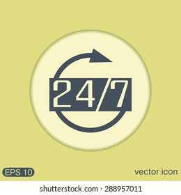 24 7 icon. open 24 hours a day and 7 days a week icons