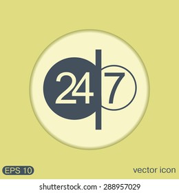 24 7 icon. open 24 hours a day and 7 days a week icons