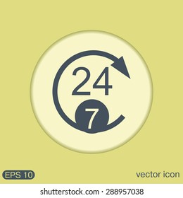 24 7 icon. open 24 hours a day and 7 days a week icons