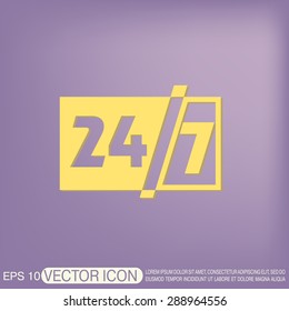 24 7 icon. open 24 hours a day and 7 days a week icons