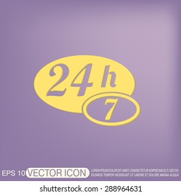 24 7 icon. open 24 hours a day and 7 days a week icons