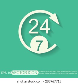 24 7 icon. open 24 hours a day and 7 days a week icons