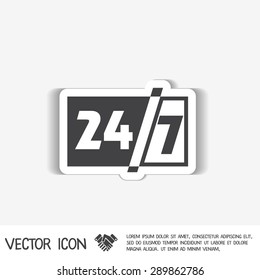24 7 icon. open 24 hours a day and 7 days a week icons