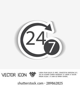 24 7 icon. open 24 hours a day and 7 days a week icons