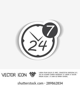 24 7 icon. open 24 hours a day and 7 days a week icons 24/7