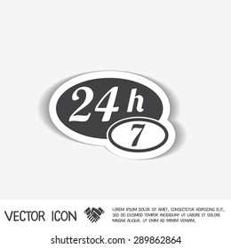 24 7 icon. open 24 hours a day and 7 days a week icons