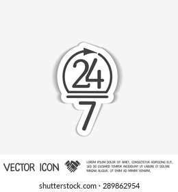 24 7 icon. open 24 hours a day and 7 days a week icons