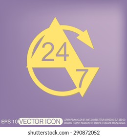 24 7 icon. open 24 hours a day and 7 days a week icons