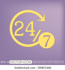 24 7 icon. open 24 hours a day and 7 days a week icons