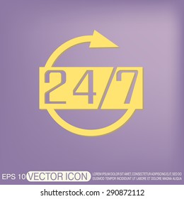 24 7 icon. open 24 hours a day and 7 days a week icons