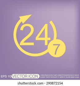 24 7 icon. open 24 hours a day and 7 days a week icons