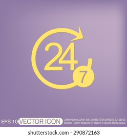 24 7 icon. open 24 hours a day and 7 days a week icons