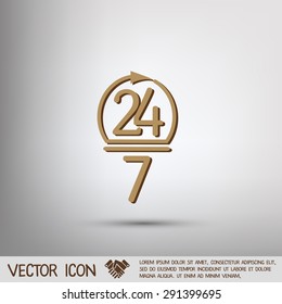 24 7 icon. open 24 hours a day and 7 days a week icons