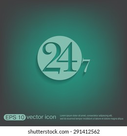 24 7 icon. open 24 hours a day and 7 days a week icons