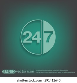 24 7 icon. open 24 hours a day and 7 days a week icons