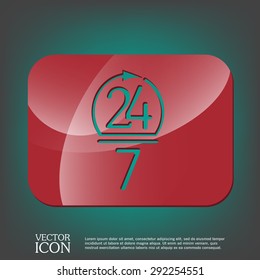 24 7 icon. open 24 hours a day and 7 days a week icons