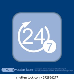 24 7 icon. open 24 hours a day and 7 days a week icons