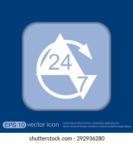 24 7 icon. open 24 hours a day and 7 days a week icons